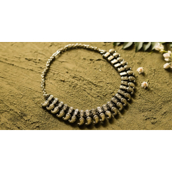 धरा ✽ Antique Finish White Metal ✽ Necklace { 41 }